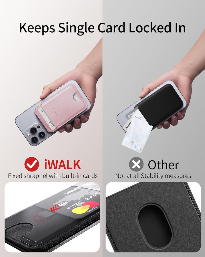 iWalk Stronger Magnetic Wallet, Upgraded for MagSafe Wallet, RFID Blocking, 5 Card Holder with Adjustable Stand, Slim Leather Phone Wallets for iPhone 17/16/15/14/13/12 Series, iPhone Wallets - Image 5